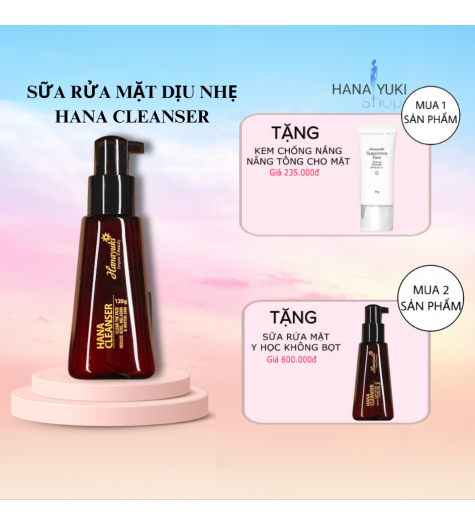 SỮA RỬA MẶT Y HỌC KHÔNG BỌT HANA CLEANSER 120 gram